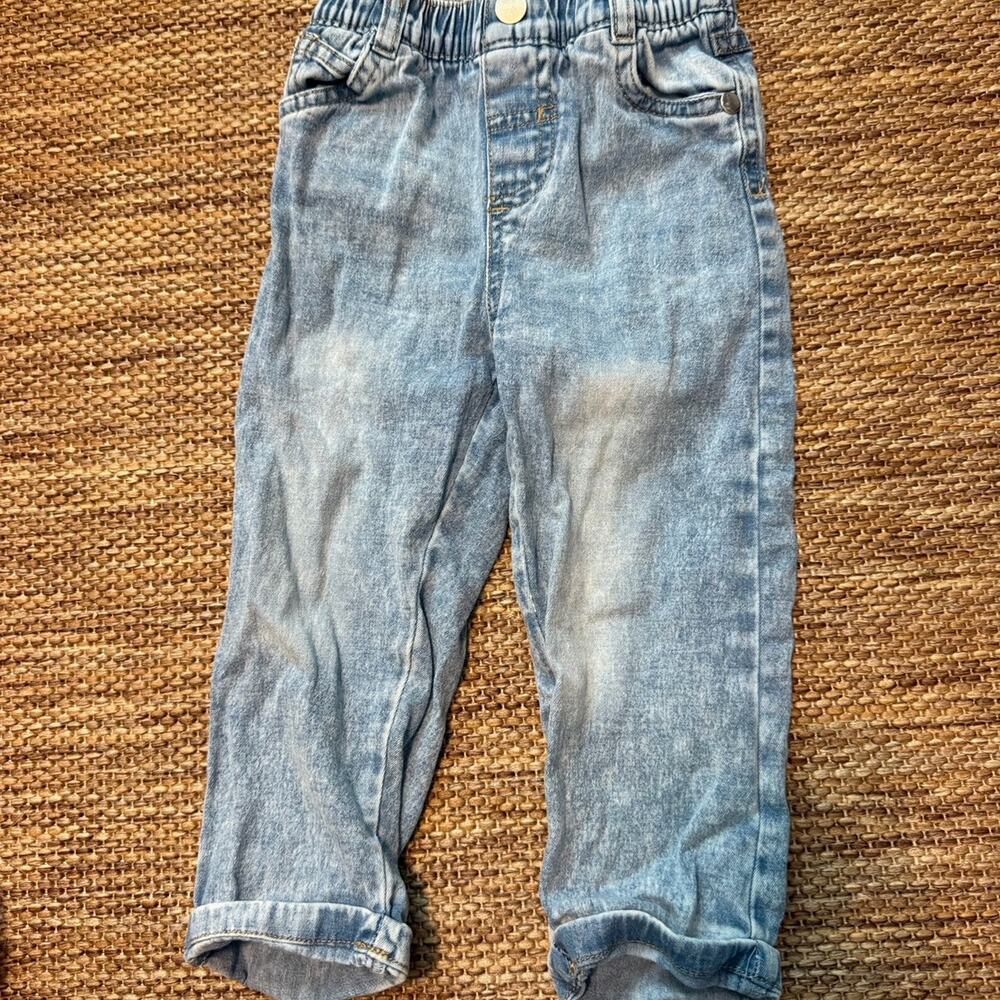 Mario Lopez Baby Boys Jeans 18M Light Wash Denim Elastic Waist Cuffed